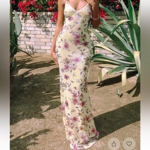 Windsor Yellow and Purple Floral Maxi Dress